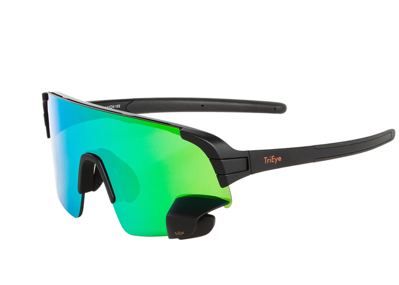 TriEye Cycling Glasses with Safety Mirror - View Sport Revo Max Green