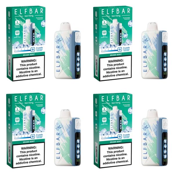 Elf Bar Ice King 25000 Puffs Disposable Vapes - Miami Mint (Pack of 6)