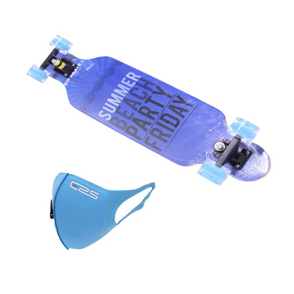 Skateboard 78x20cm Longboard - LED Wheels with ERS Mask - Beach Party