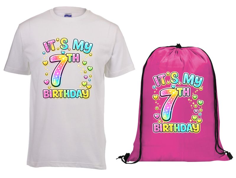 Birthday - It's my 7th Birthday kids t-shirt and drawstring bag combo