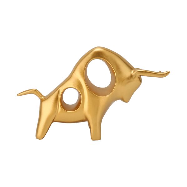 Exquisite Golden Resin Abstract Bull Sculpture Decor