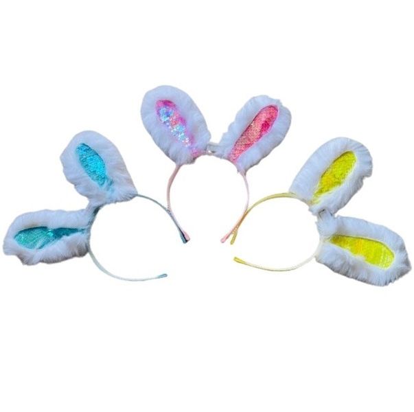 LED Light Up Easter Bunny Sequin Alice Band - Set of 3