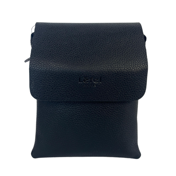 Lefel Genuine Leather Mini Flap Sling Bag - Black