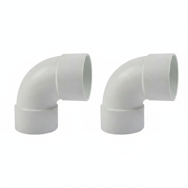 PVC 90-Degree Gutter Downpipe Bend Elbow - 95mm - 2 Pack