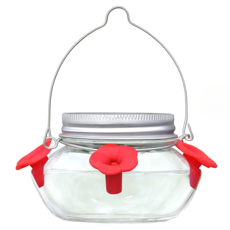 Plastic Mason Jar Garden Bird Nectar for Outdoor Hanging, With Feeding Port Image