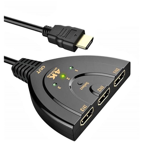 3-Port HDMI Switch with Pigtail Cable 4K Ultra HD HS-3X1-4K