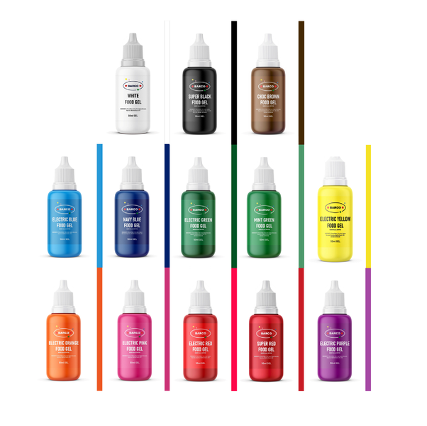 Barco Master Baker Gel Food Colour Set - 50ml Bottles - Assorted Colours