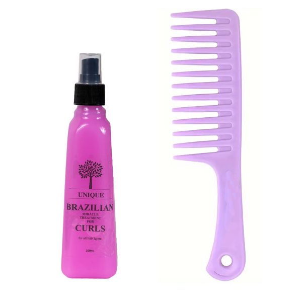 Brazilian Curls Activator And Curly &amp; Kinky Hair Detangling Comb