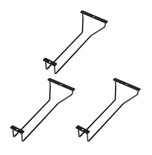 3 Wine Glass Rack for Under Cabinet Black-1 Rows