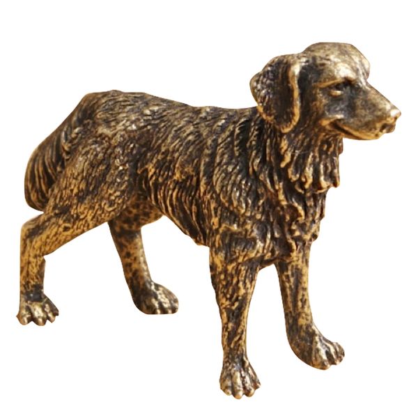Home Gift Decor Antique Miniature Scruffy Brass Dog Ornament - 4.7 x 3.2cm