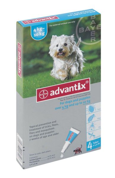 Advantix Medium Dog 1.0ml - 4 pipettes - 4-10kg - Turquoise
