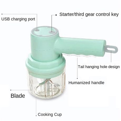 Generic USB Rechargeable Blender 3 In 1 Electric Garlic Chopper Crusher  Automatic E Whisk Cream Frother Peeling Masher Meat Stirrer