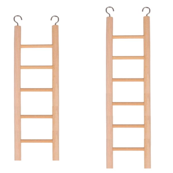 Pet Wooden Bird Cage Decoration Medium Climbing Ladder Set of 2