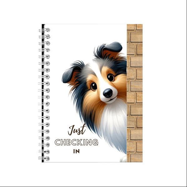 Sheepdog A5 Notebook Pad for Work Trendy Peeking Dog Graphic Words 056