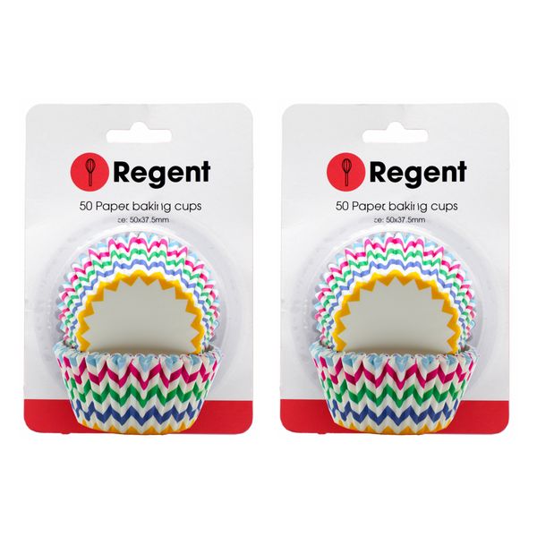 Regent Cake Cups Chevron Bright Colours s 50X37.5mm 2 Pack 100 Pieces