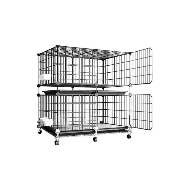 Pet High Quality Two Layers And Two Doors Playpen Cage With Wheels - 92cm