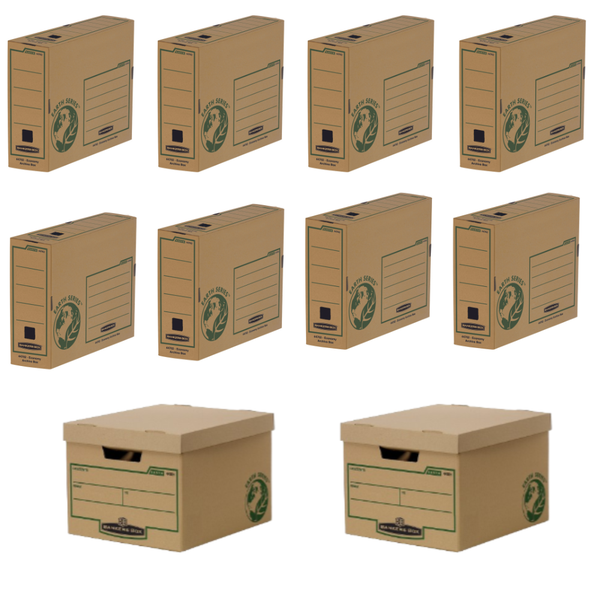 Bankers Box, Earth Series Econo Storage Box + Archive File 100mm Bundle