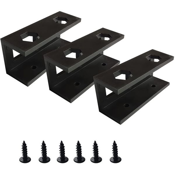 3 Pcs Metal Under Desk Laptop Holder Mount with Screw Black