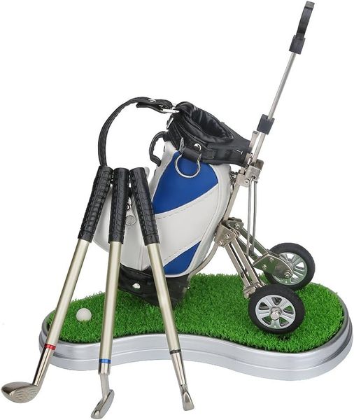 Mini Golf Bag Pen Holder Desk Decor - Birthday Gift for Him, Dad, Husband
