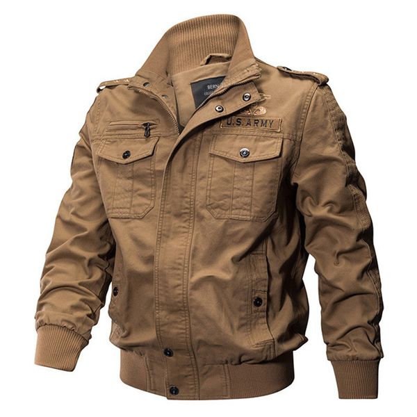 Winter Jackets For Men Fleece Lined US Army Military Bomber Jacket - Khaki