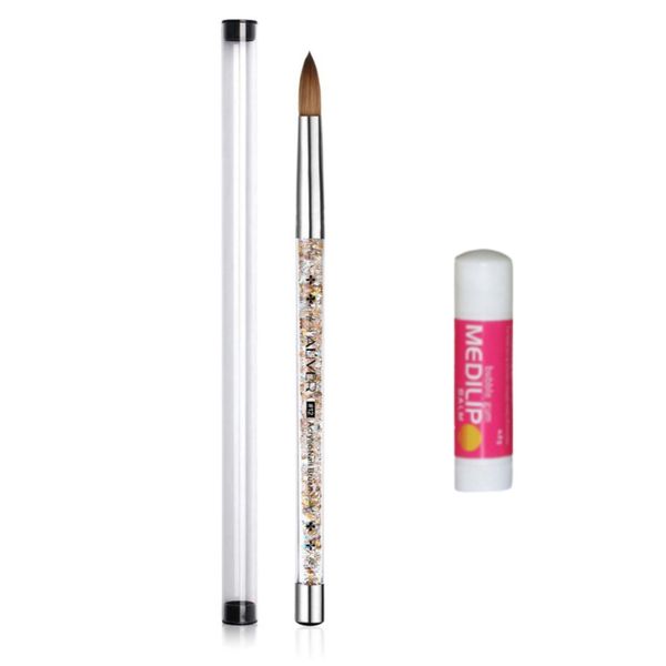 Acrylic Nail Brush Size 08 with Added Lip Balm
