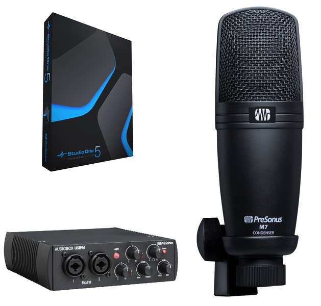 PreSonus AudioBox 96 USB Interface and M7 Condenser Microphone