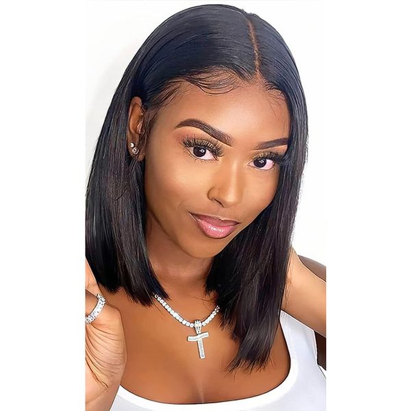 Glueless Bob Full Frontal Straight Wig 12Inch Brazilian Human Hair