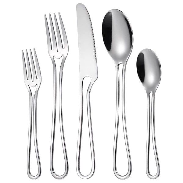 Stainless Steel Modern Hollow Handle Cutlery Set - Silver - 5-Piece