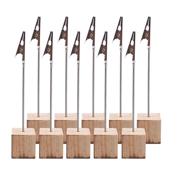10 Pcs Memo Holder Pine Base Message Clip Vertical Note Holder