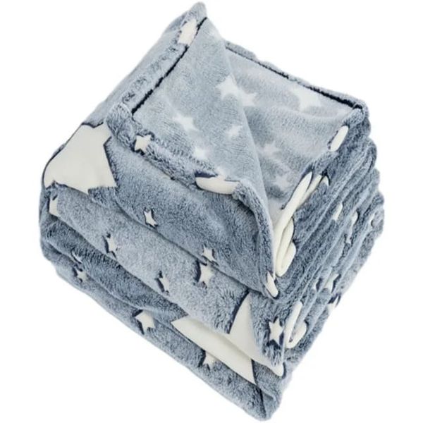 Soft Magic Glow In The Dark Flannel Blanket Stars Throw Blanket
