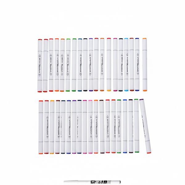 24-Color Double-Ended Art Markers - Fine &amp; Chisel Tip Set With ReVibe Pen