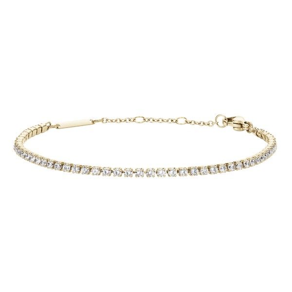 Rhinestone Tennis Bracelet - Gold