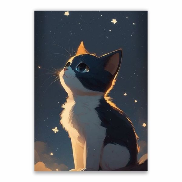 Cute Kitten Cartoon Poster - A1