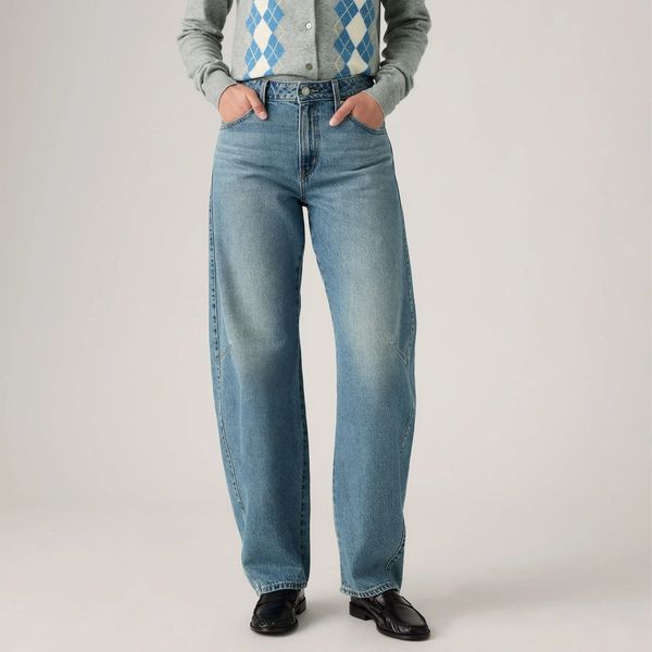 Levi's Women's Baggy Dad Barrel Jeans - Med Indigo - Worn In