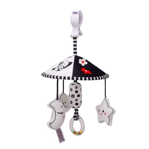 Black And White Cloud Baby Crib Rattle Soft Plush Sensory Toy
