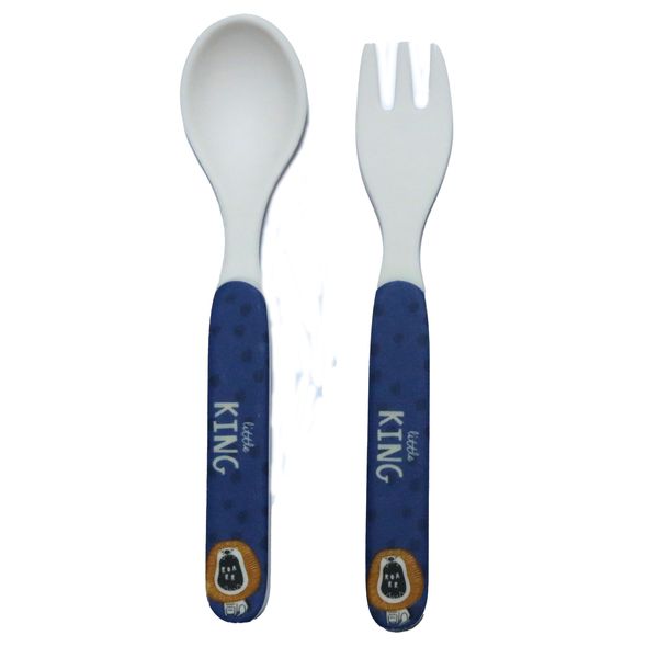 Lion-Themed Melamine Cutlery Set 135mm "Little King" Durable - 2 Piece