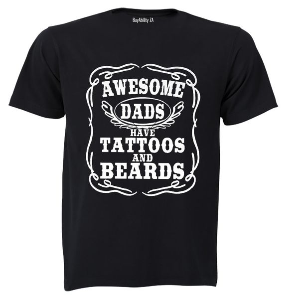 Awesome Dads have Tattoos &amp; Beards! - Kids T-Shirt