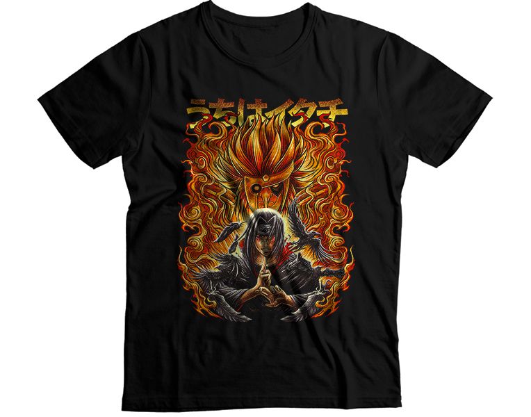 Itachi Uchiha Susanoo Flame Portrait Graphic T-Shirt