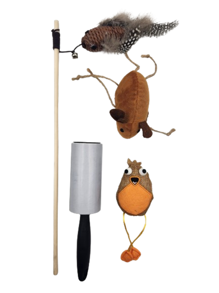3 Pack Cat Interactive Play Toys And Lint Roller - Orange