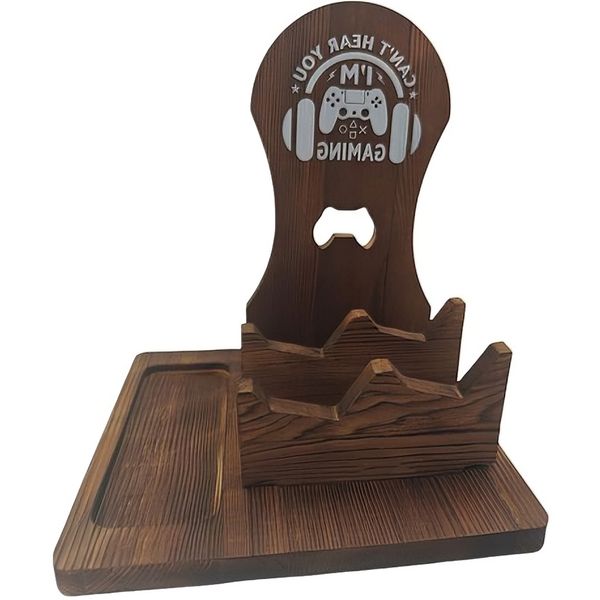 Wooden Gaming Headphone Stand Desktop Headphone Item Storage Rack