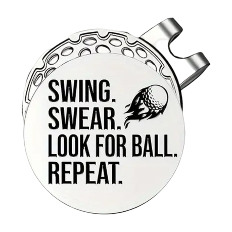 Golf Hat Clip with Removable Ball Marker - Swing. Swear. Look for Ball Image