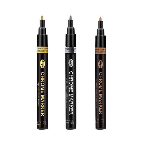 Metallic Chrome Permanent Markers - Sleek Gold, Silver, and Copper Set -