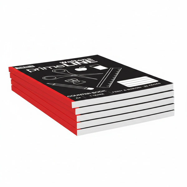 Waltons A4 Counter Book 5 Piece with Ruled Pages - Durable &amp; Case Bound