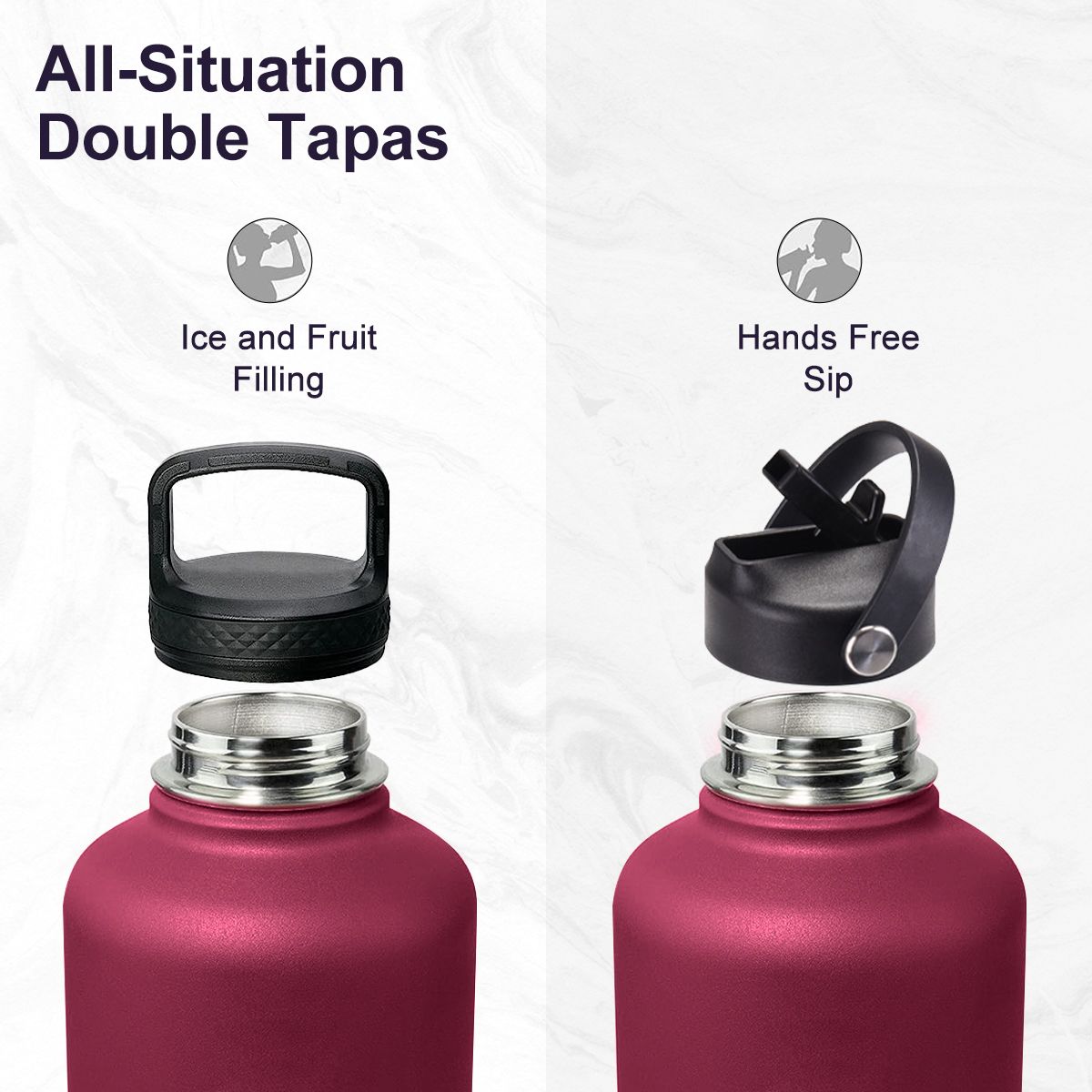 VANOW 1.9L Stainless Steel Double Wall Leak Proof Water Bottle