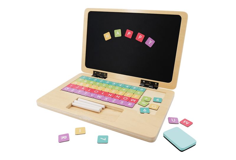 Edufun Wooden My First Laptop blackboard and magnetic alphabet toy age 3yr+