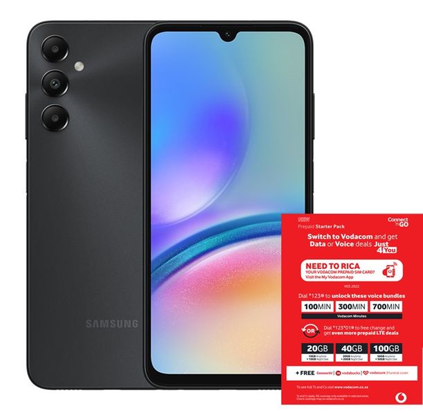 Samsung Galaxy A05s 64GB LTE Dual Sim - Black(NL) + Vodacom SIM Card Pack