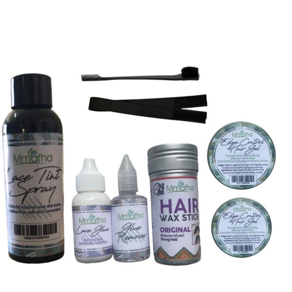Lace Tint, Wax Stick, Edge Gel, Glue, Glue Remover, Edge Brush &amp; Elastic Band