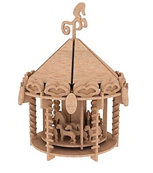 Carousel Merry Go Round 3D Puzzle Wooden 3D Model