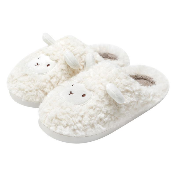 Sheep Bear House Winter Cotton Slippers For Women Non-Slip Indoor Shoe