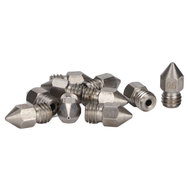 10-Pack MK8 Nozzles - 0.5mm Stainless Steel